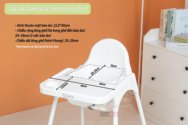 Ghế ăn dặm Basic Umoo UM- 05197 15 Ghế ăn dặm Basic Umoo UM- 05197