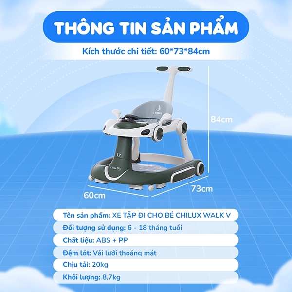 Xe tập đi Chilux Walk V đa năng 14 Xe tập đi Chilux Walk V đa năng