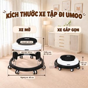 Cách chọn Nệm cho bé đi mẫu giáo - Nhà trẻ 12 Xe tập đi tròn Umoo UM-02551 – 5 mức chỉnh cao, gấp gọn tiện lợi