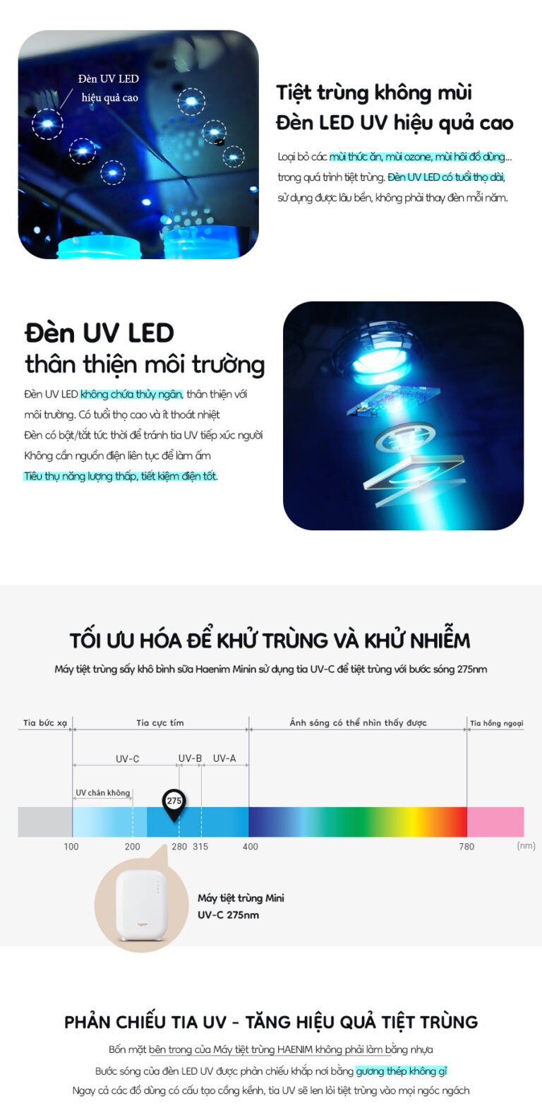 may tiet trung haenim uv led smart mini say kho 9 shopcon