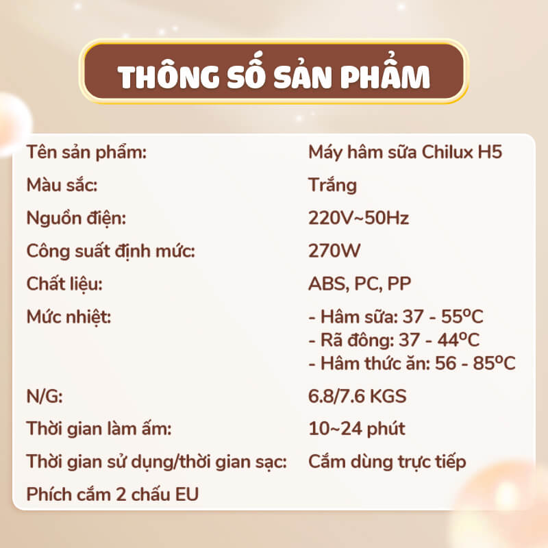 Máy hâm sữa Chilux H5 đa năng