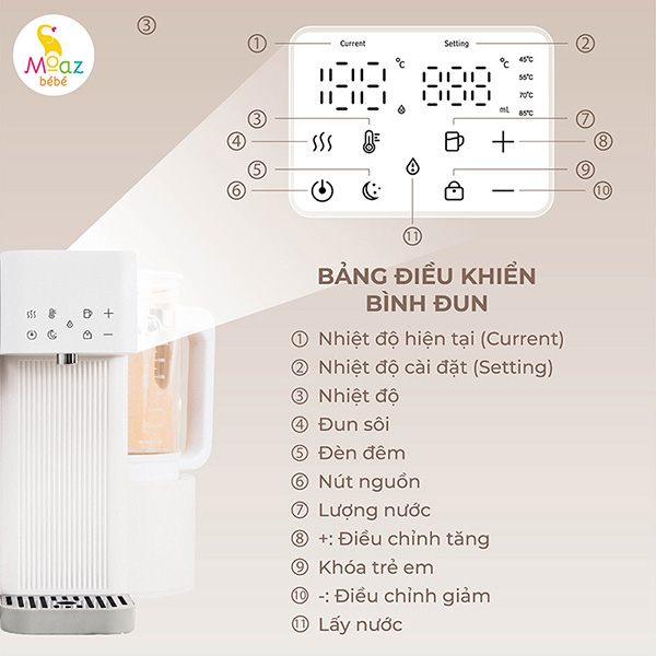 Máy tiệt trùng UVC và đun nước Moaz BéBé MB-104