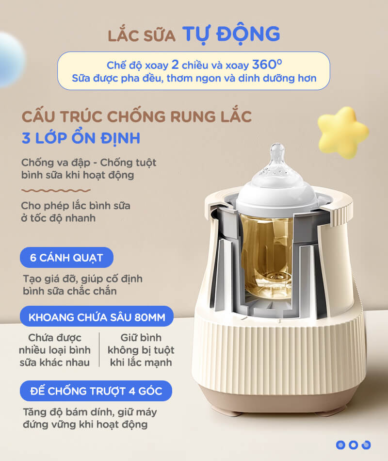 Máy lắc và giữ ấm bình sữa Chilux H7