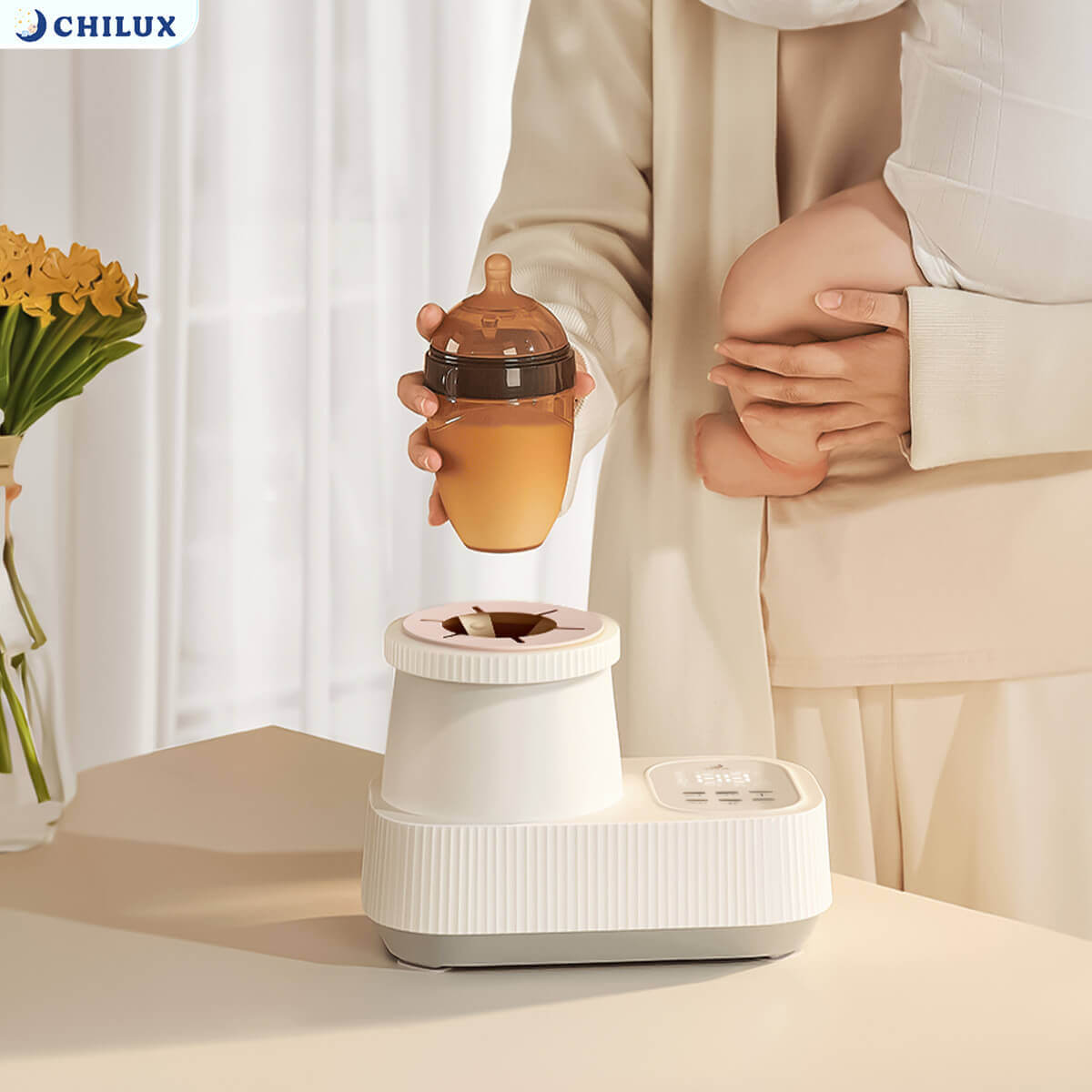 Máy lắc và giữ ấm bình sữa Chilux H7