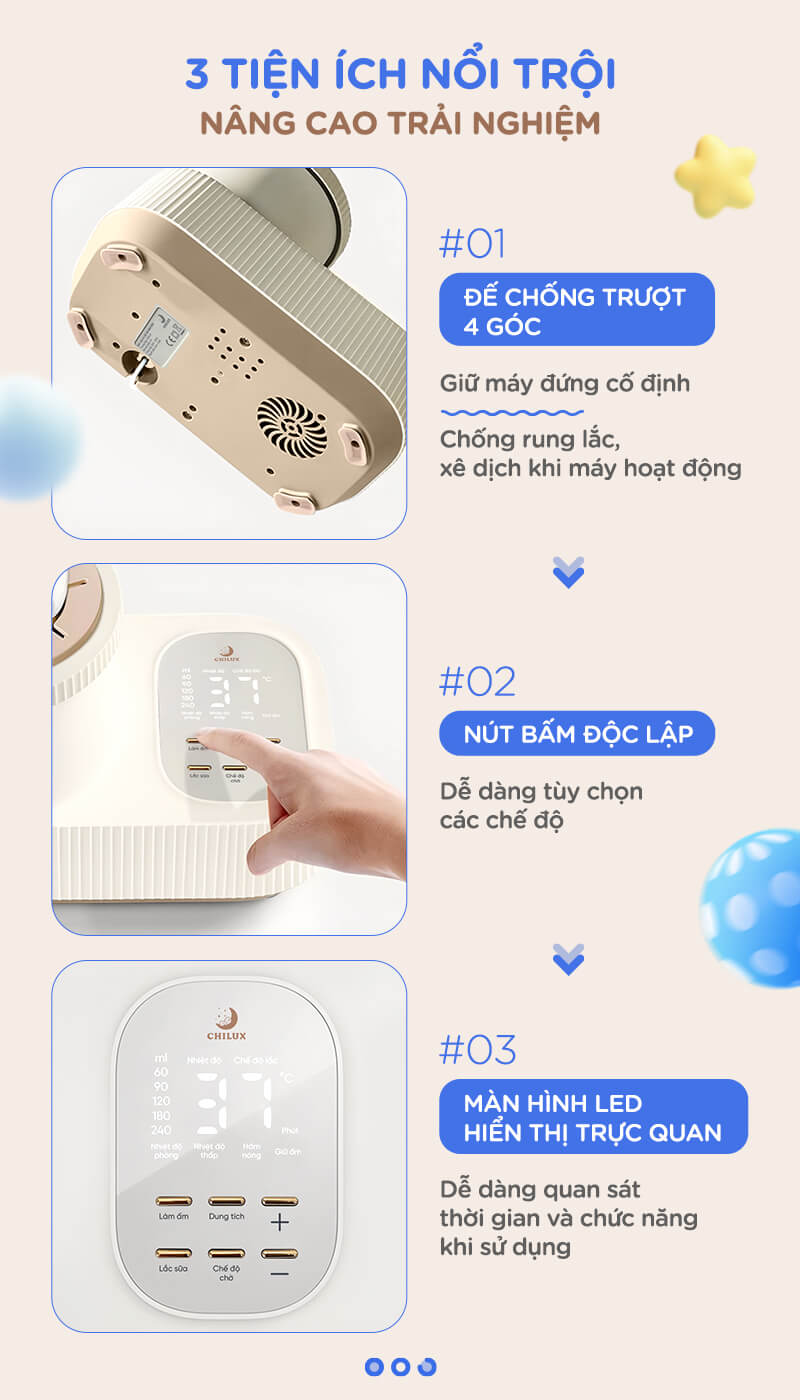 Máy lắc và giữ ấm bình sữa Chilux H7