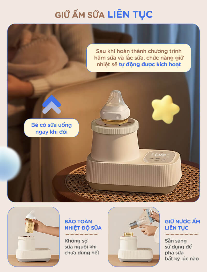 Máy lắc và giữ ấm bình sữa Chilux H7