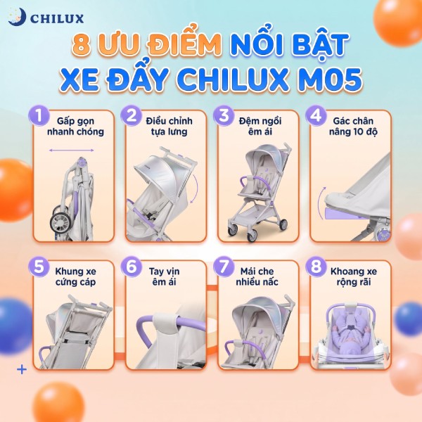 Xe đẩy Chilux M05 gấp gọn 
